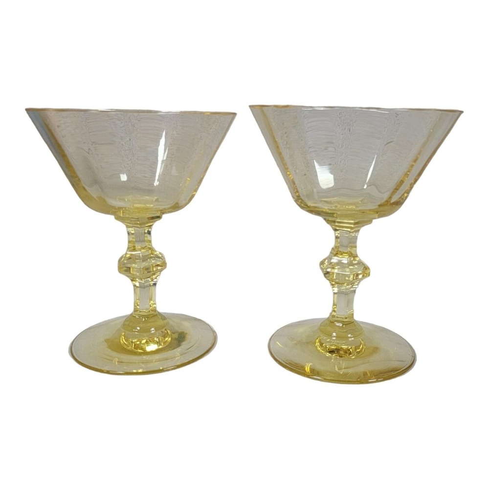 Set Of 2‎ Rialto Glass Coupe Limoncello Light Yellow Cup